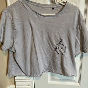 Hand sewed middle finger crop top